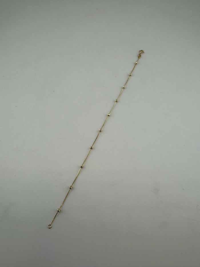 18K Solid Gold Diamond-Cut Beaded Bracelet
