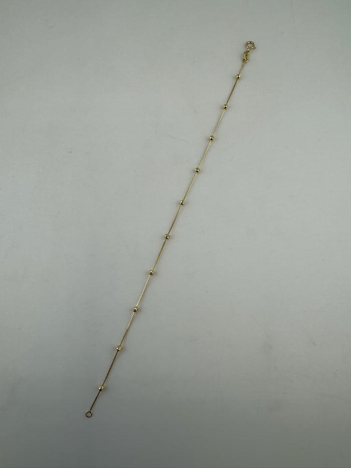 18K Solid Gold Diamond-Cut Beaded Bracelet