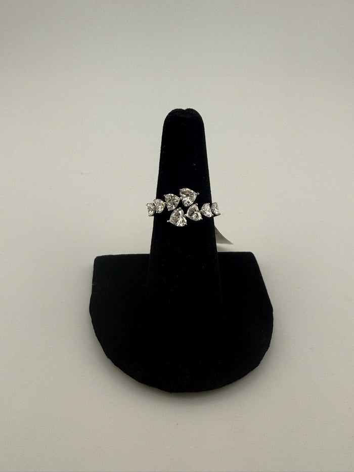 14K White Gold Graduated Heart Shape Diamond Ring