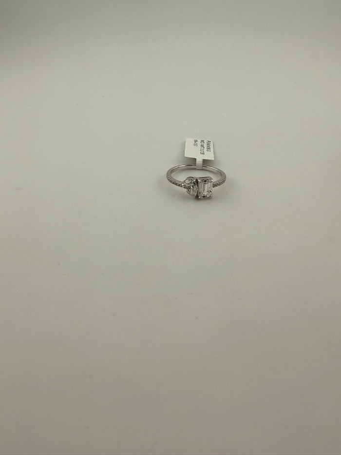 14K White Gold Toi et Moi Pear & Emerald Cut Diamond Ring