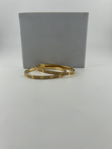 Yellow gold Full-pave 18K gold bangle with screw markings - Image 2