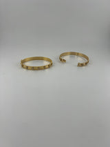 Semi-solid 18k yellow gold clover bangle with CZ stones - Image 3
