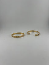 Solid Yellow gold 18K Clover bangle with CZ stones - Image 3