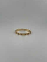 Solid Yellow gold 18K Clover bangle with CZ stones - Image 1