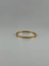 Two screws 18k yellow gold CZ six-stone bangle with screw markings - Image 1