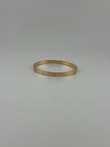 Two screws 18k yellow gold CZ six-stone bangle with screw markings - Image 3