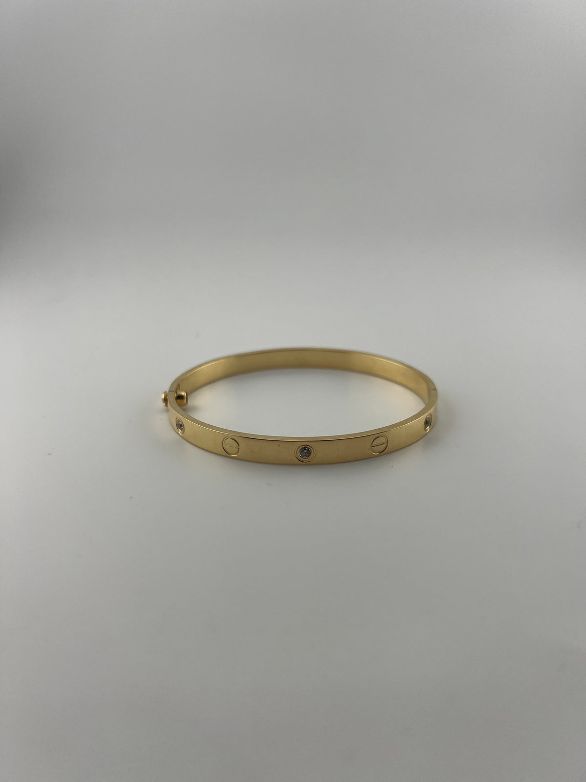 One screw six-stone CZ bangle with screw markings 18K gold - Image 1