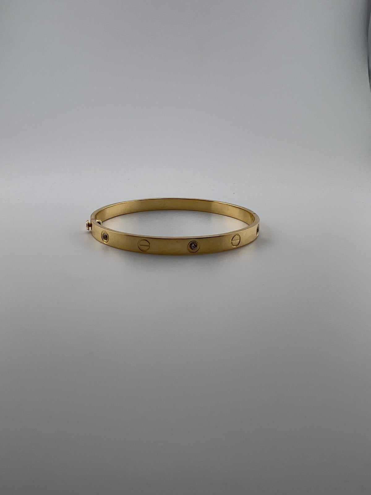 One screw six-stone CZ bangle with screw markings 18K gold - Image 2