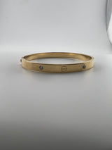 Four-Stone CZ bangle with screw markings 18K yellow gold - Image 2