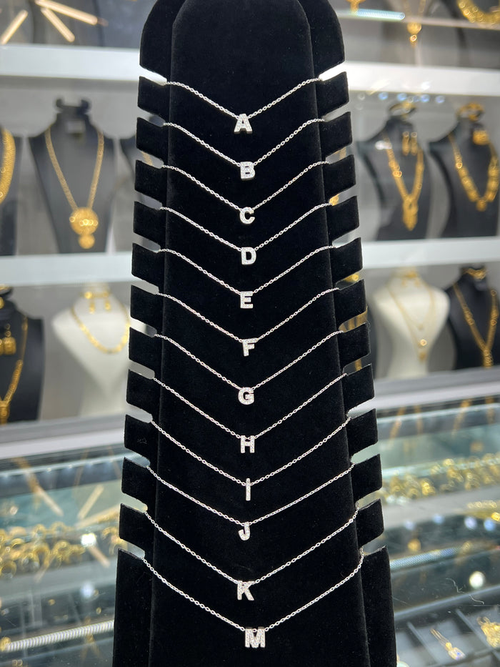 Premium 925 Sterling Silver Initial Necklace with CZ