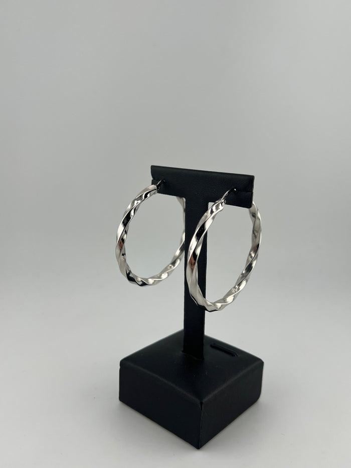 Premium 925 Sterling Silver Rope Hoop Earrings