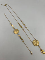 18K Solid Gold English Coin Necklace & Bracelet Set - Image 2