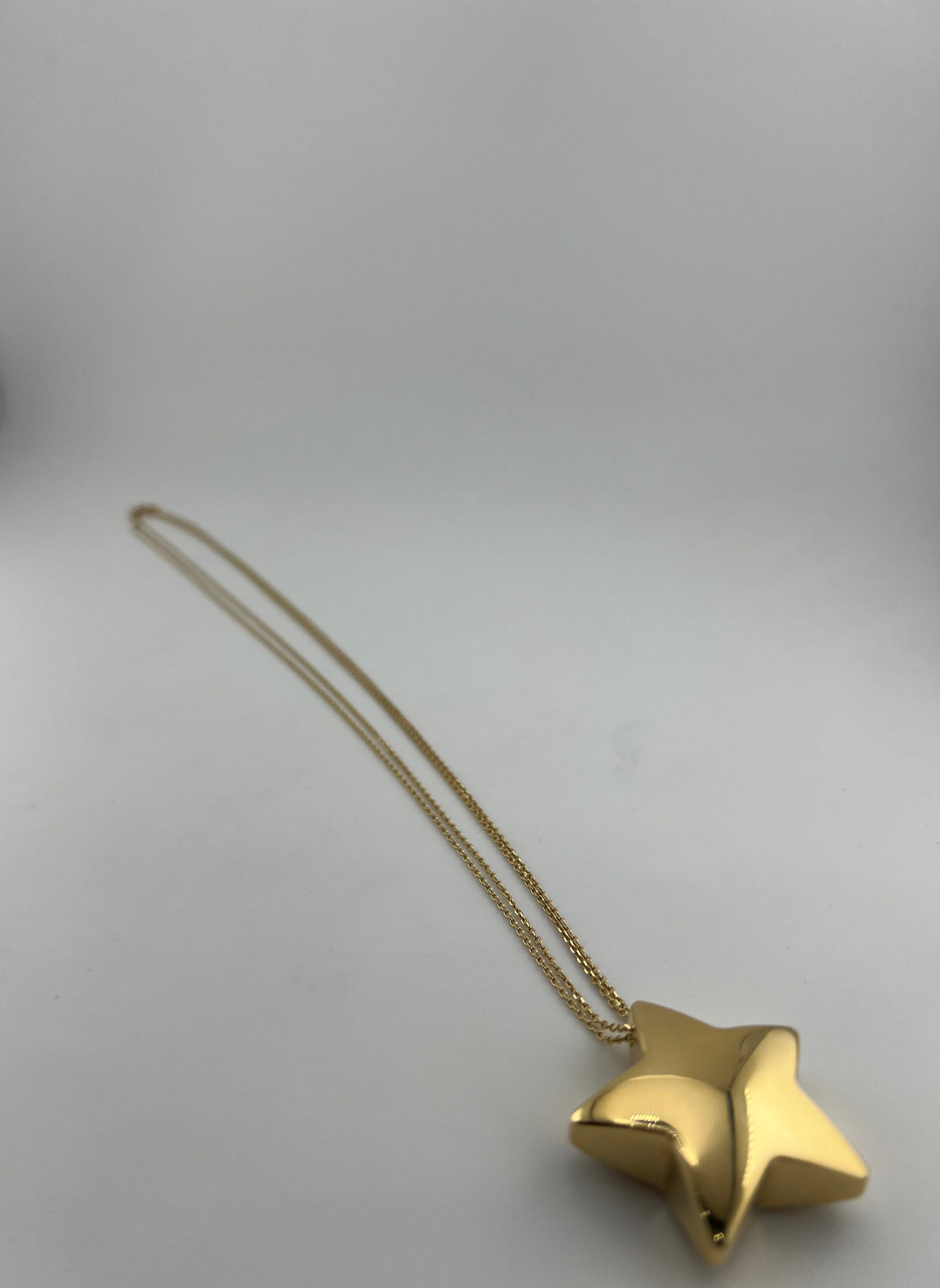 18k Solid Gold Star Pendant & Double Link Chain Necklace - Image 4