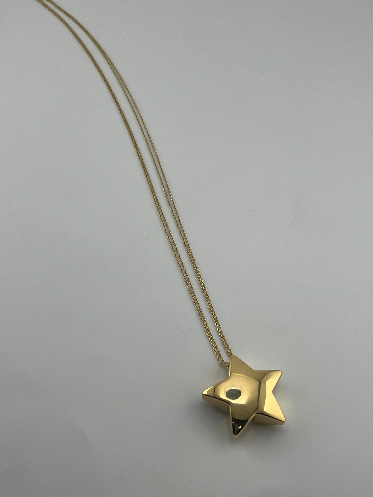 18k Solid Gold Star Pendant & Double Link Chain Necklace - Image 2