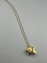 18k Solid Gold Star Pendant & Double Link Chain Necklace - Image 2
