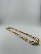 18k Gold Mixed-Link Chain Necklace with Turquoise Accent - Image 3