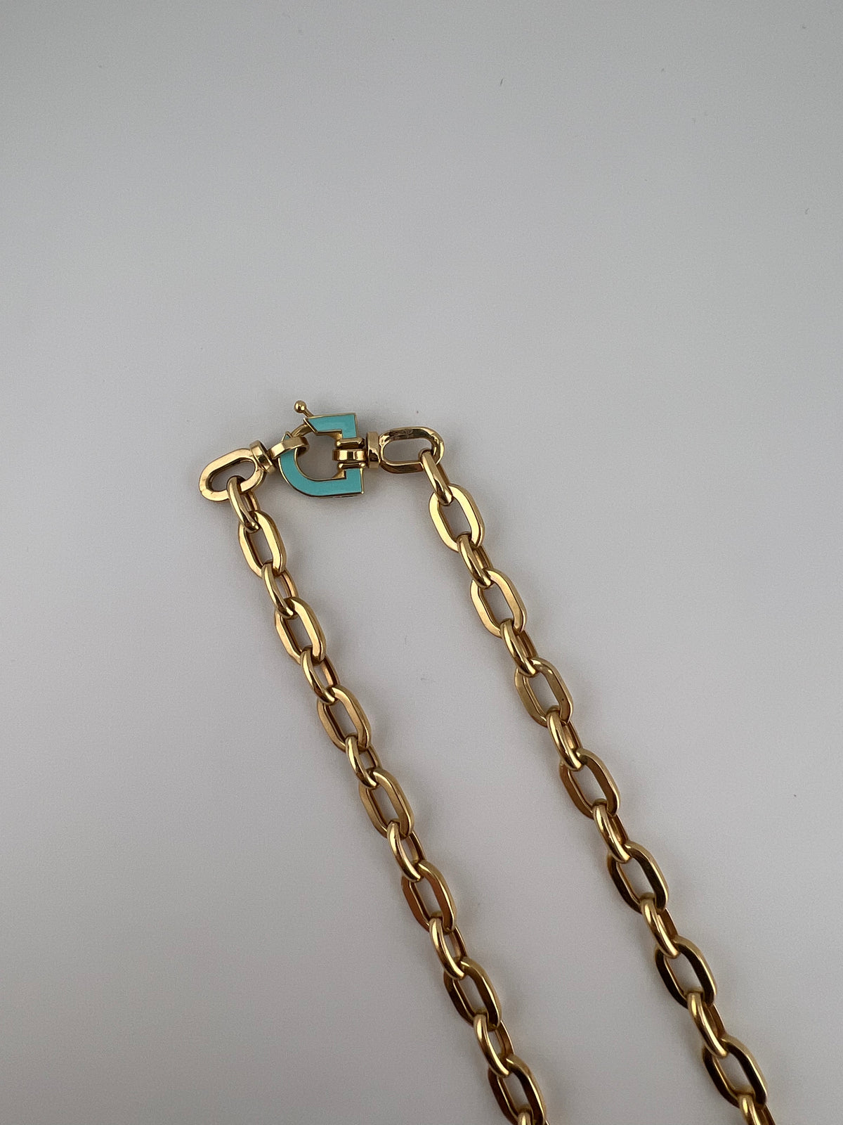 18k Gold Mixed-Link Chain Necklace with Turquoise Accent - Image 5
