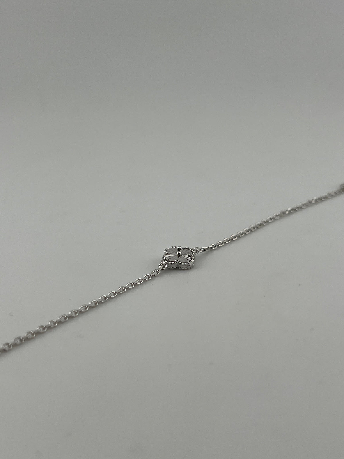 All-Silver Mini Single Clover Bracelet - Image 4