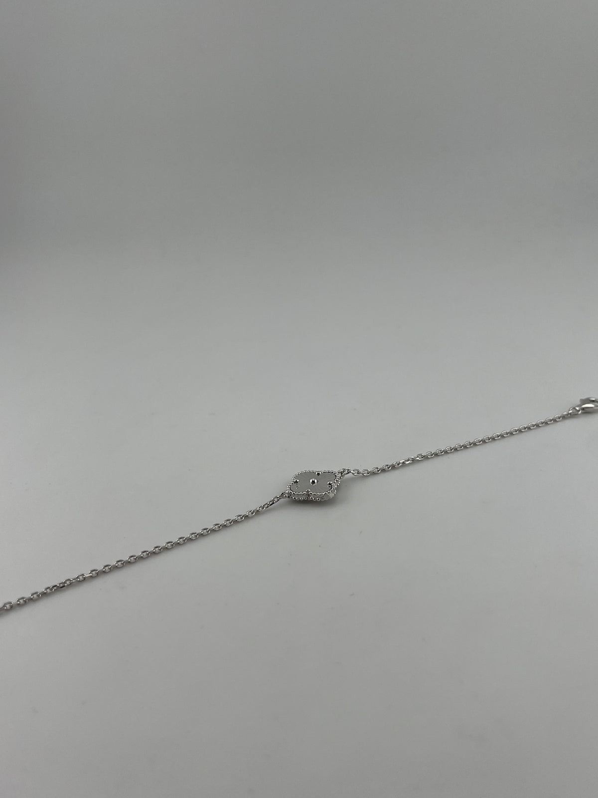 Large Single Silver Clover Bracelet - Image 2