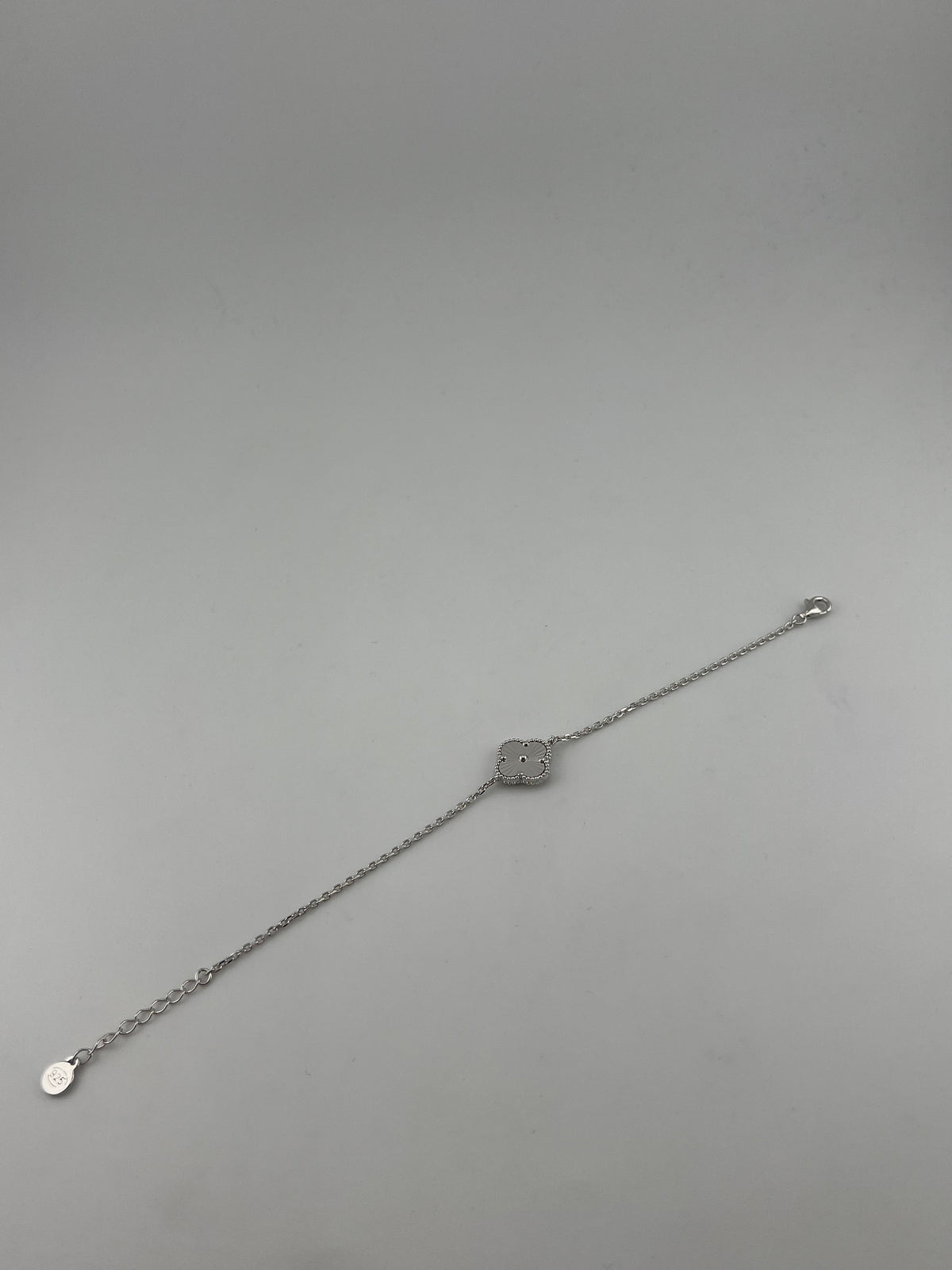 Large Single Silver Clover Bracelet - Image 4