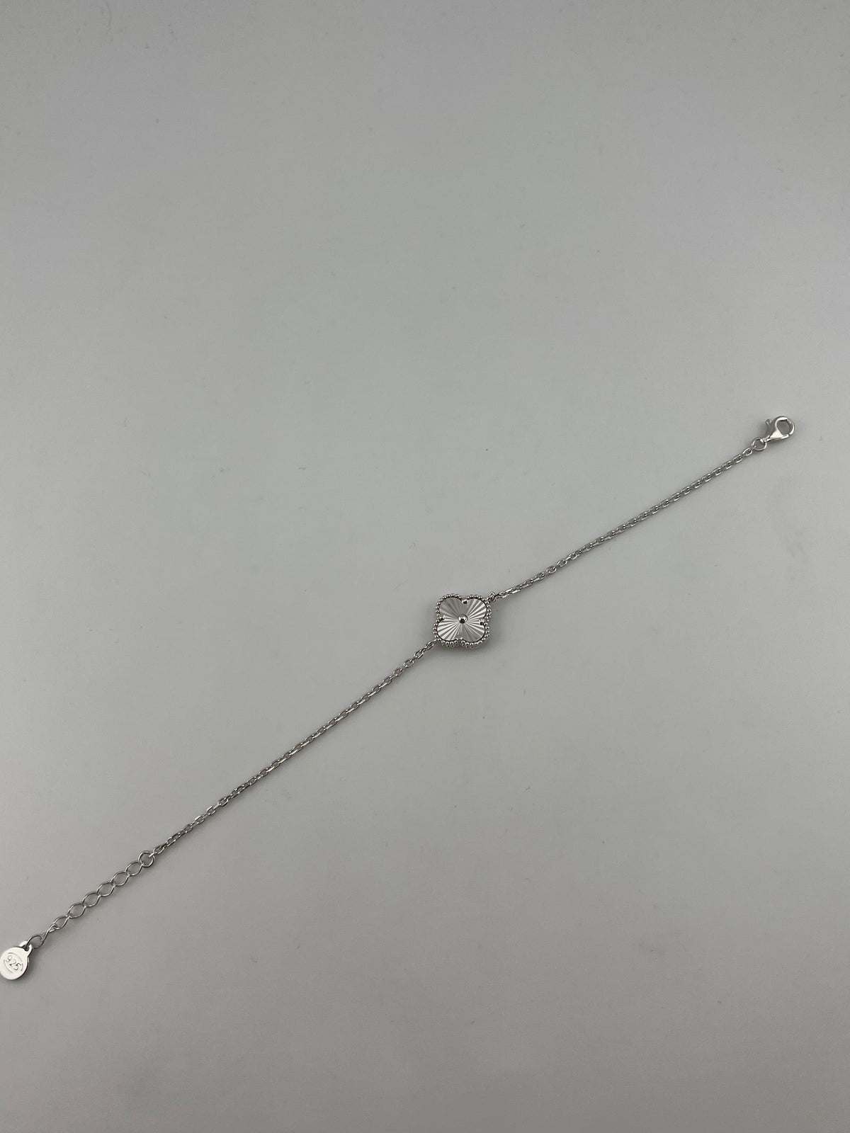 Large Single Silver Clover Bracelet - Image 1
