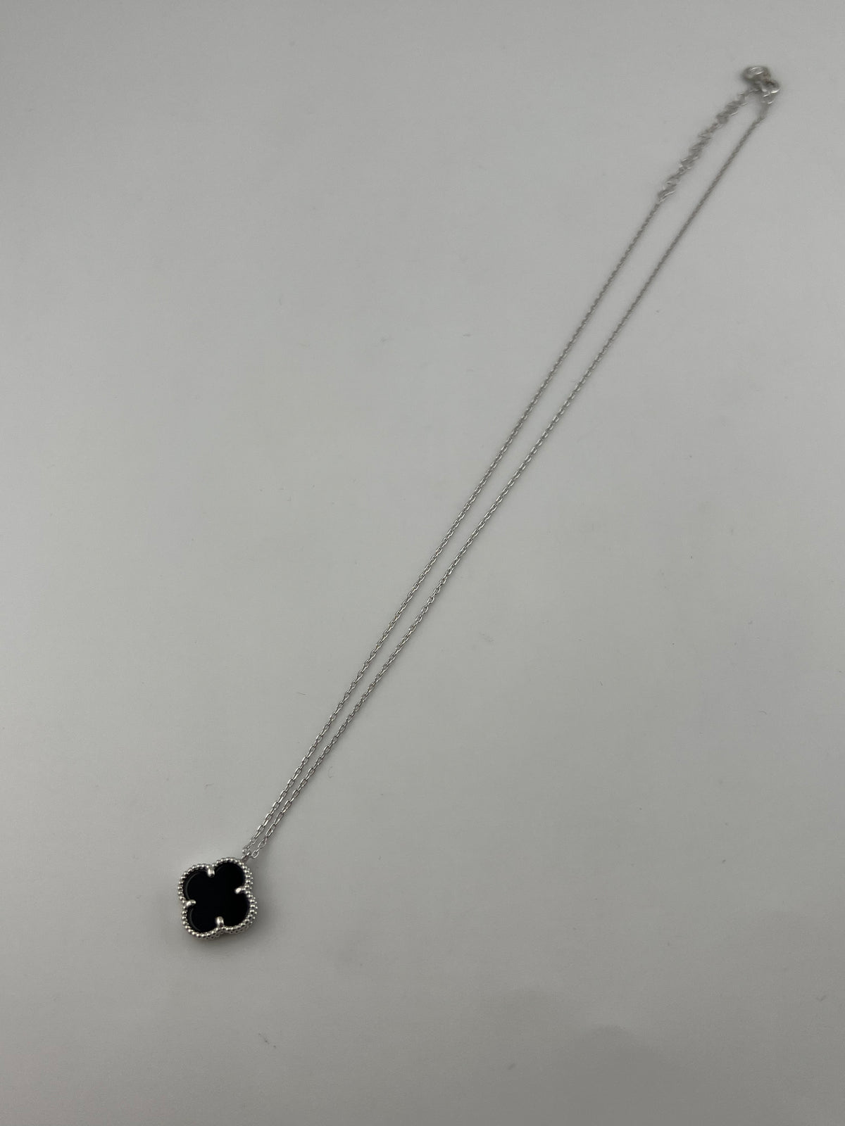 Premium 14mm Single Black Clover Necklace - Image 1