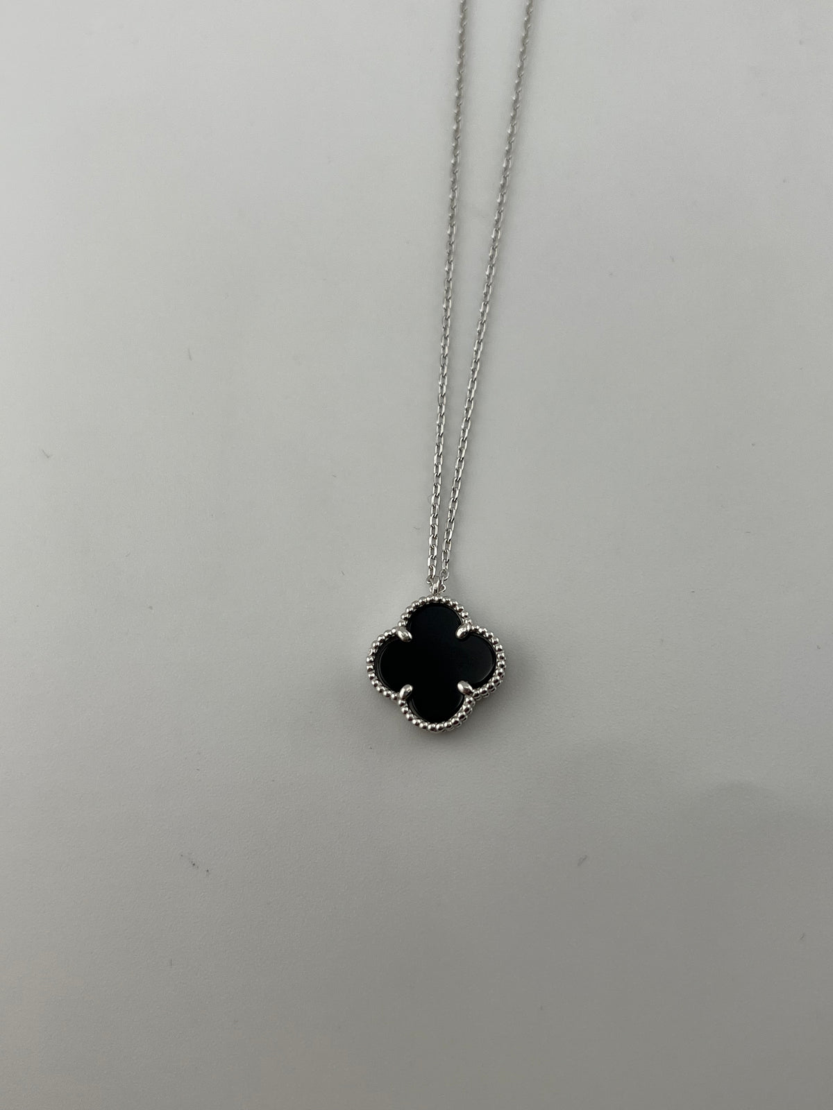Premium 14mm Single Black Clover Necklace - Image 3