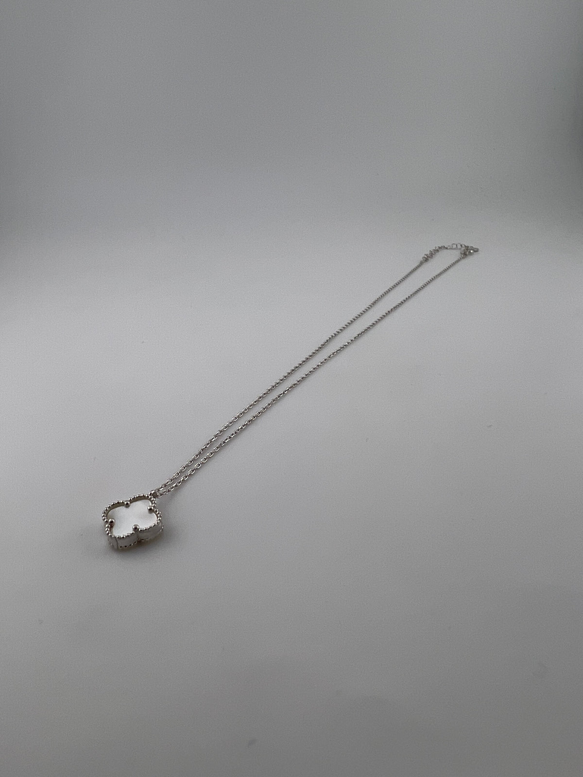 Single White Clover Necklace – 925 Sterling Silver - Image 3
