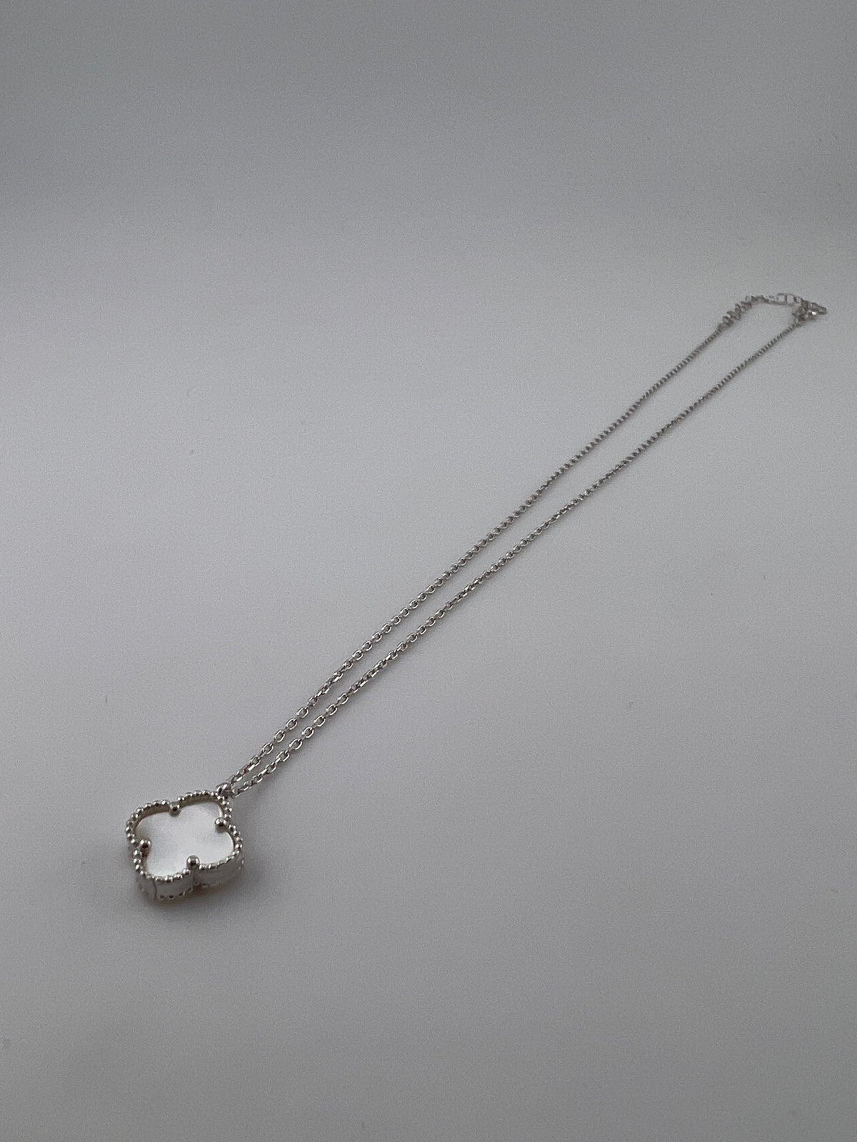 Single White Clover Necklace – 925 Sterling Silver - Image 2