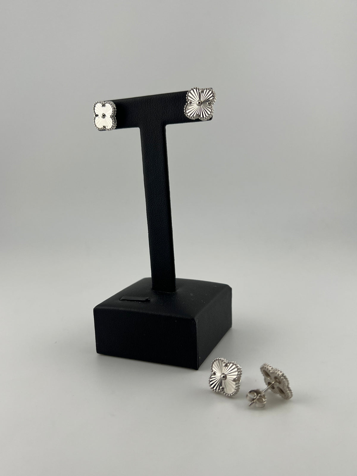 Silver Clover Studs - Solid 925 Sterling Silver - Image 3