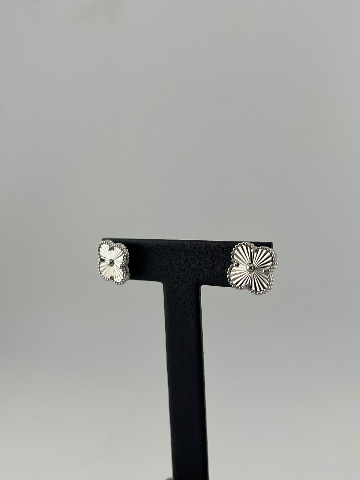 Silver Clover Studs - Solid 925 Sterling Silver - Image 2