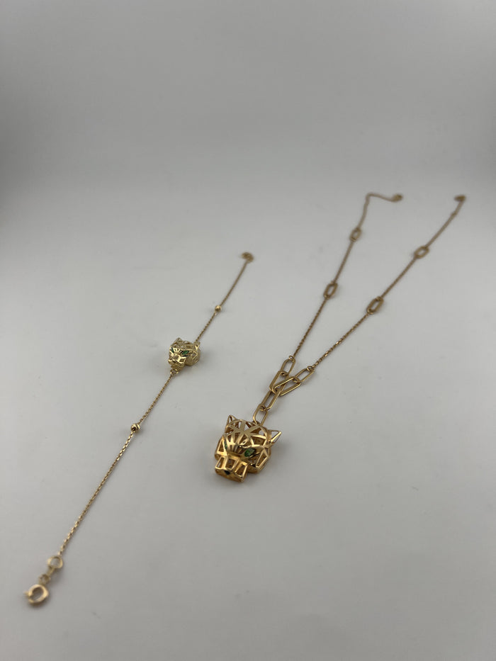 18K Gold Tiger Jewelry Set