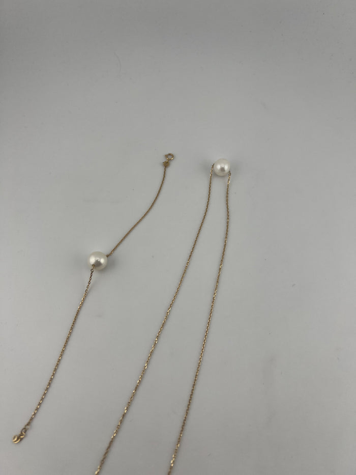 Pearl Necklace and Bracelet Set