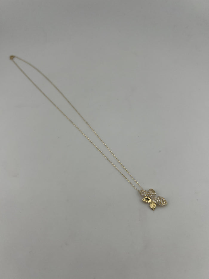 18K Solid Gold Butterfly Necklace