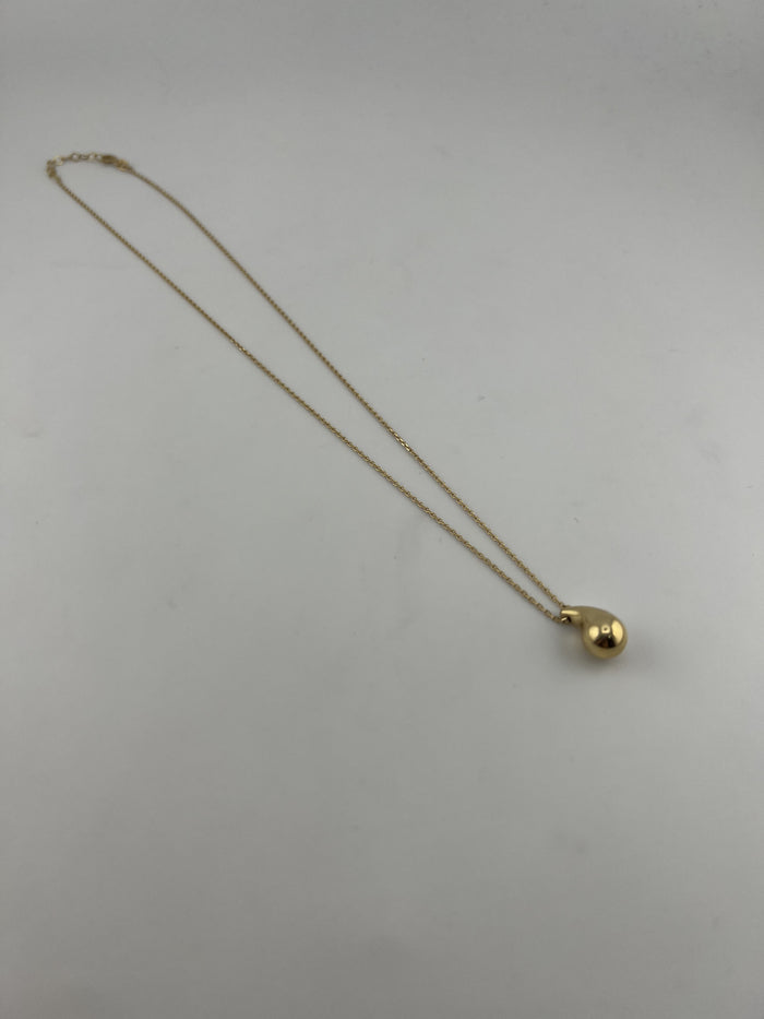 18K Solid Gold Teardrop Necklace
