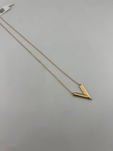 18K Solid Gold V Shape Necklace - Image 2