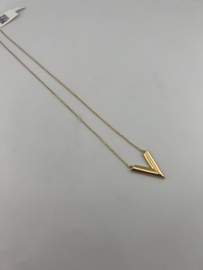 18K Solid Gold V Shape Necklace