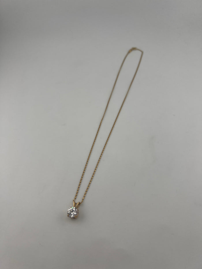 18K Gold Cubic Zirconia Pendant Necklace