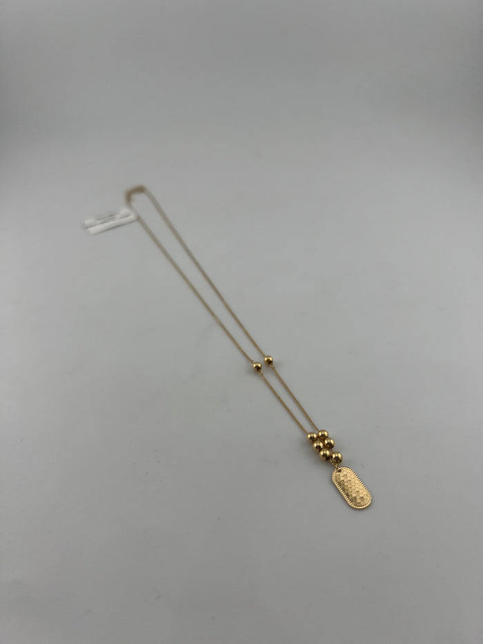 18K Gold Dainty Honeycomb Pendant Necklace