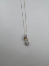 18K Gold Tricolor Safety Pin Necklace - Image 3
