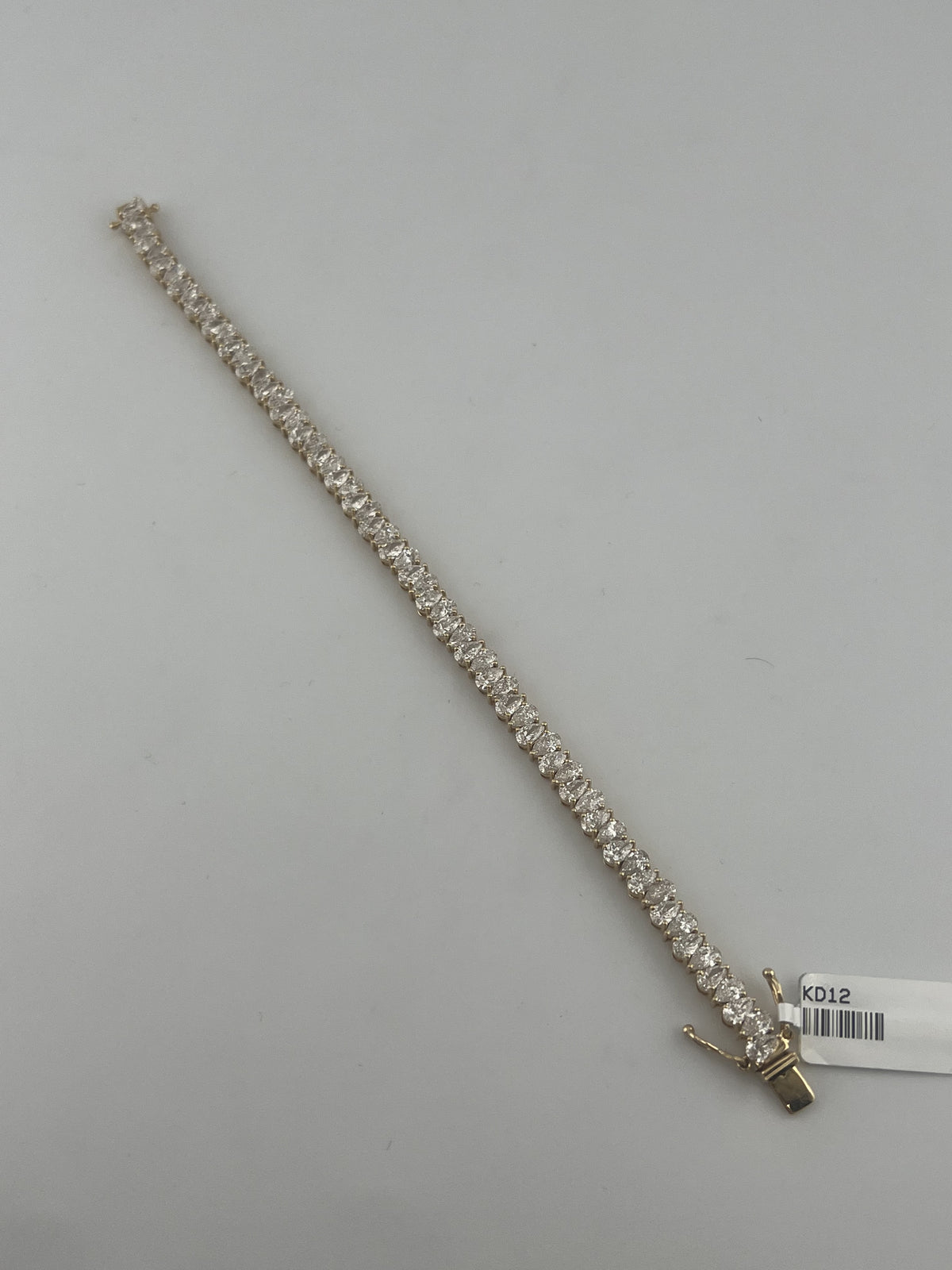 8 Carat North South Pear Shape Tennis Bracelet, 14k Yellow Gold, Lab Diamond - Image 3