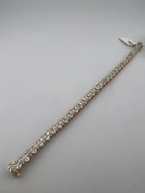 8 Carat North South Pear Shape Tennis Bracelet, 14k Yellow Gold, Lab Diamond - Image 4