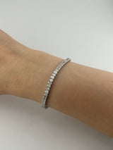 8 Carat Emerald Shape Tennis Bracelet, 14K White Gold, Lab Diamond - Image 4
