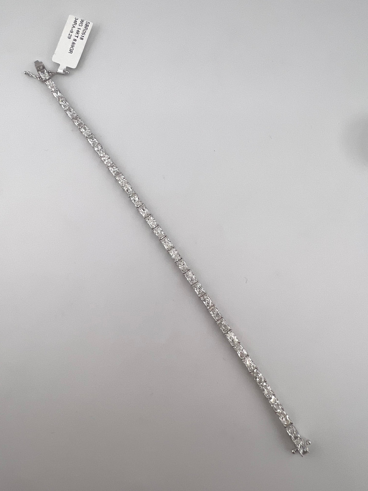 9.5 Carat Radiant Cut Tennis Bracelet, 14K White Gold, Lab Diamond - Image 3