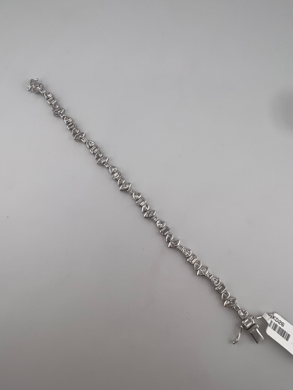 7.5 Carat Multi-Shape Bezel Tennis Bracelet, 14K White Gold, Lab Diamond - Image 5