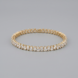 8 Carat North South Pear Shape Tennis Bracelet, 14k Yellow Gold, Lab Diamond - Image 2