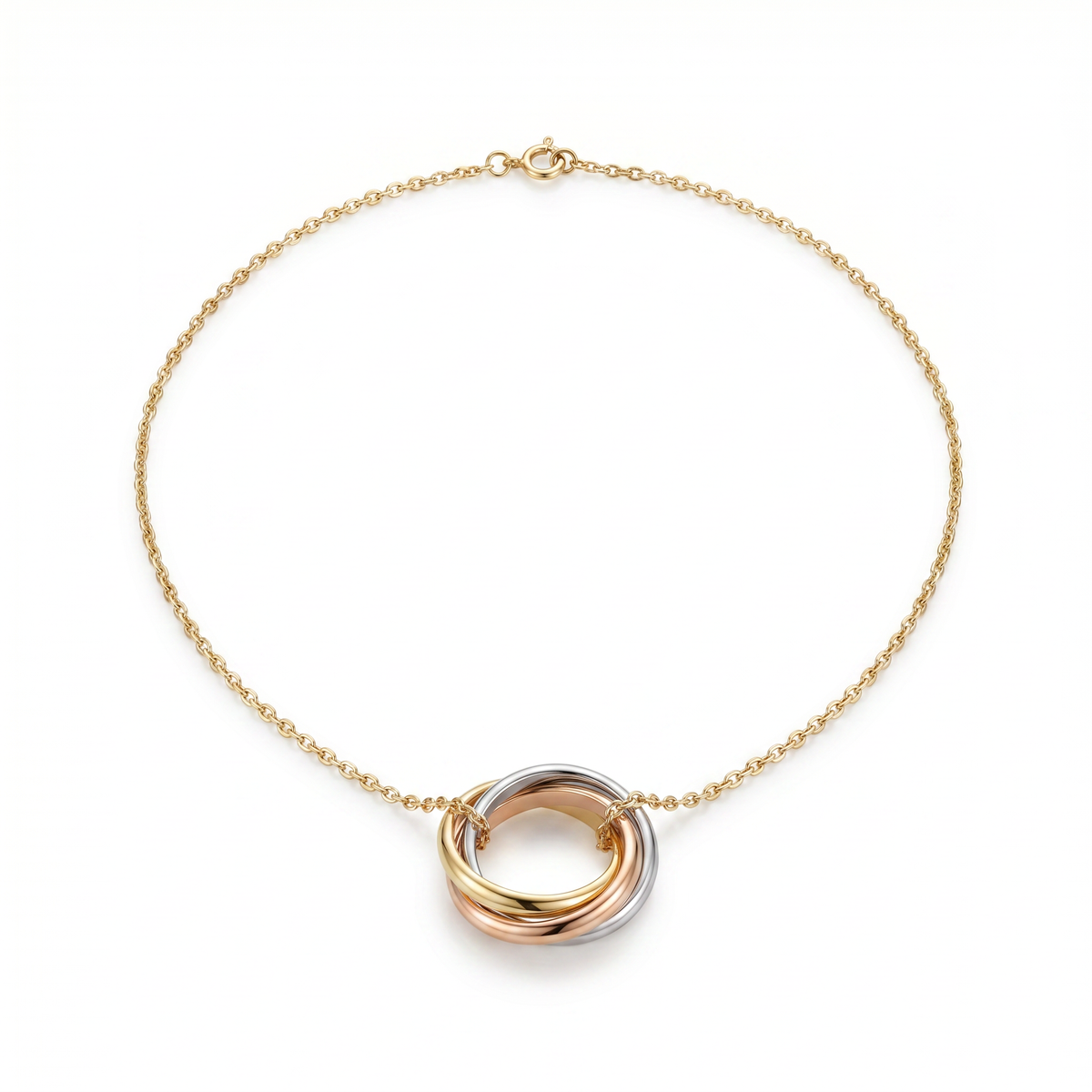 18K Gold Three-Tone Ring Necklace - Image 1