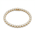 8 Carat Round Bezel Tennis Bracelet, 14K Yellow Gold, Lab Diamond