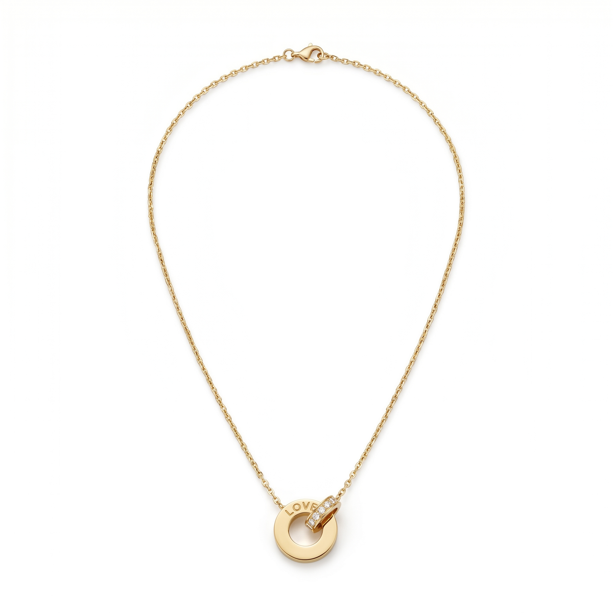 18K Gold S&L Interlocking Rings Necklace - Image 1