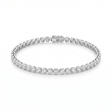 2.5 Carat Round Bezel Tennis Bracelet, 14K White Gold, Lab Diamond - Image 1